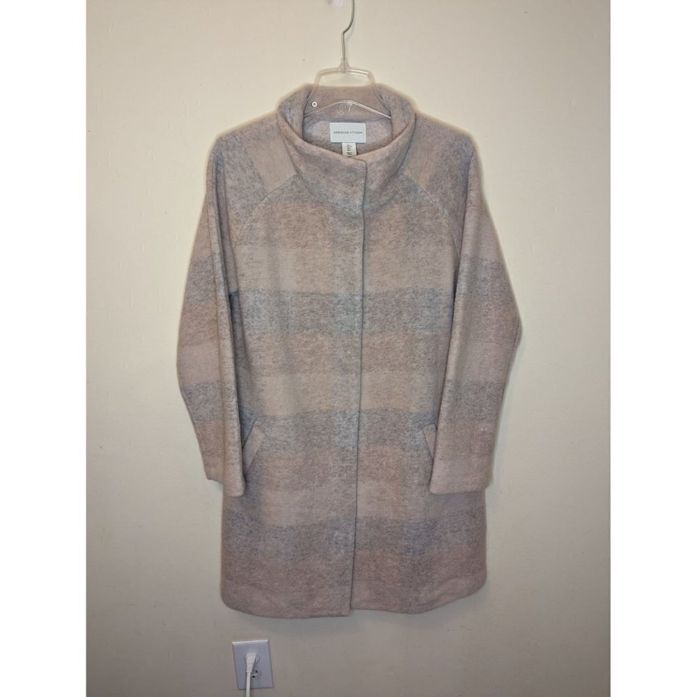 Adrienne Vittadini wool blend coat cream, brown, and gray size Large